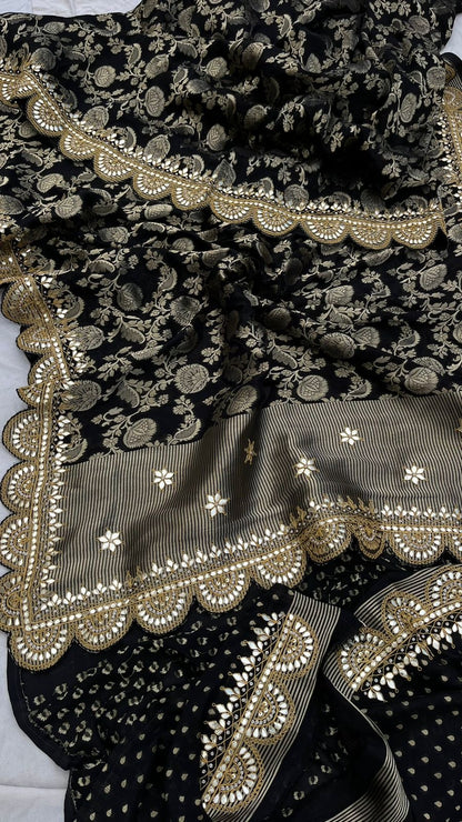 Weaving Banarsi Saree khaddi Gorgette saree Women Sari
