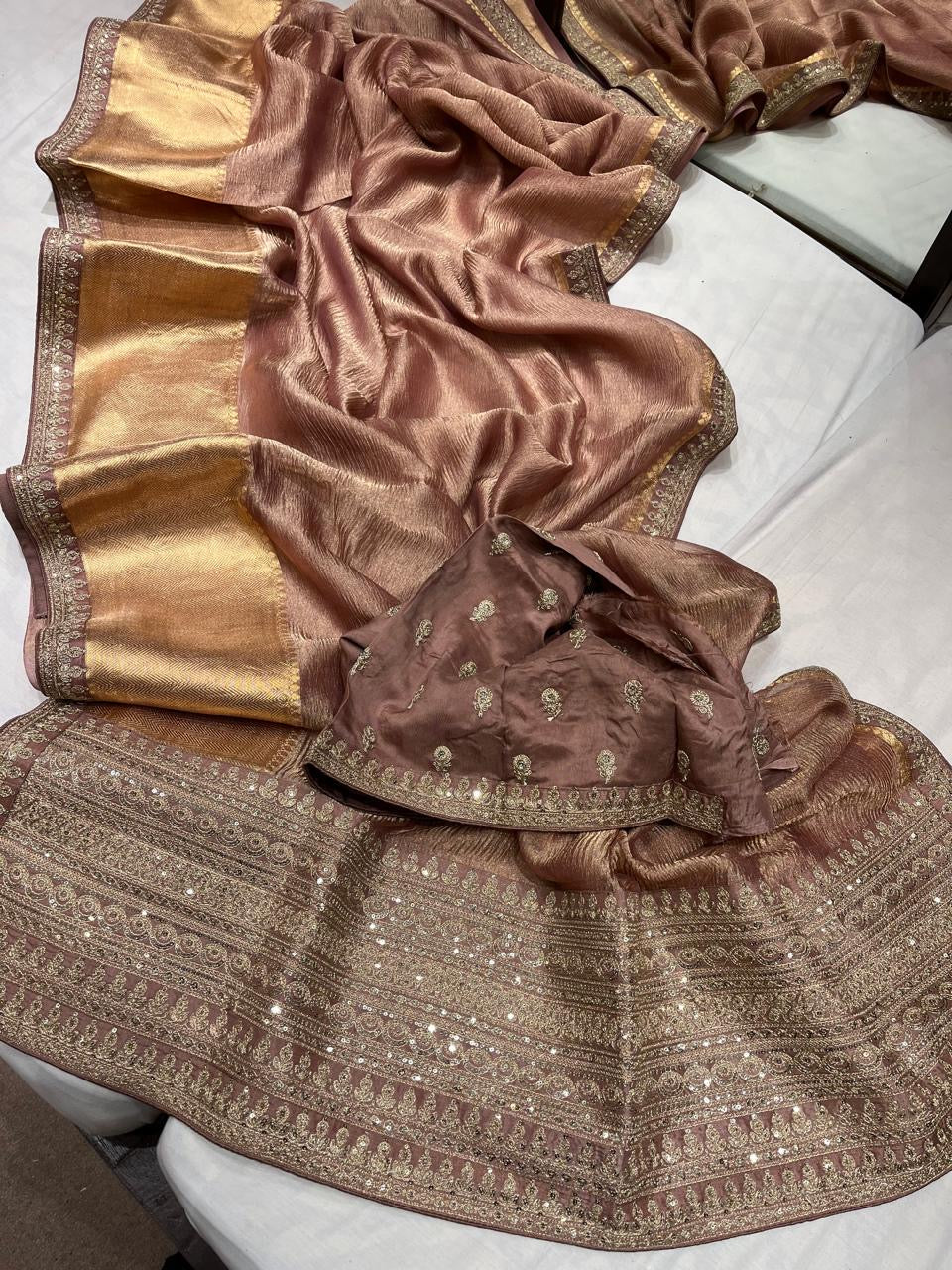 Crush Tissue Saree Kanjeevaram Sarees Indian Global Sari