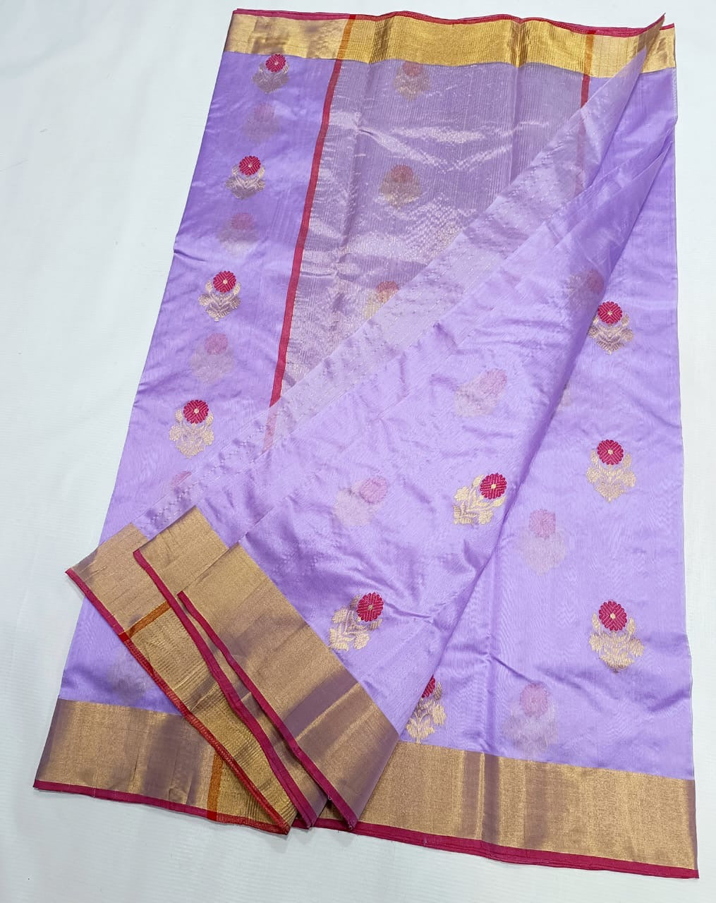 Handmade Chanderi saree Pattu silk Meenakari sarees blouse