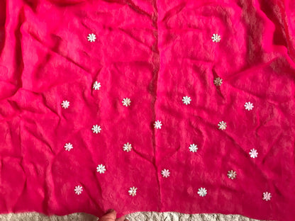 Fuchsia Pink Premium Organza Saree