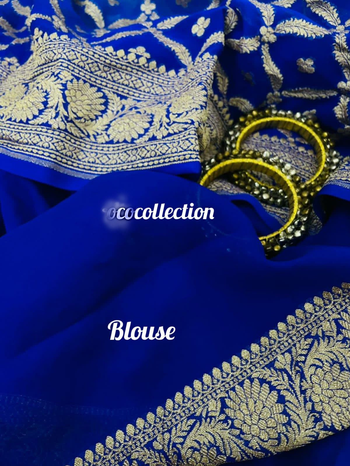 Shaded Blue Banarsi Gorgette Saree