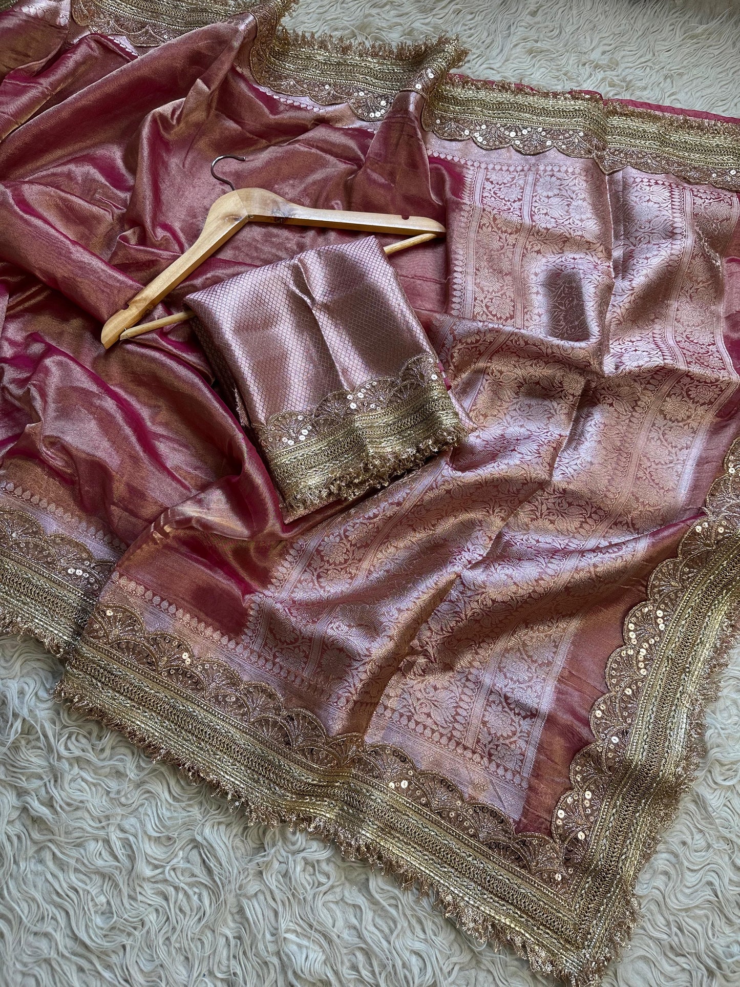 Maharani inspired tissue saree Zari saree premium sari blouse