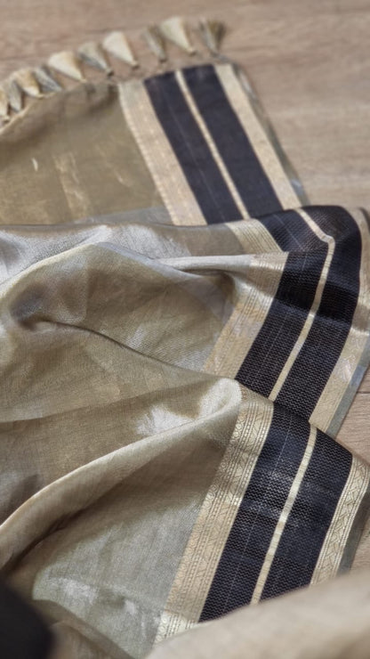 Katan inspired double tissue silk saree