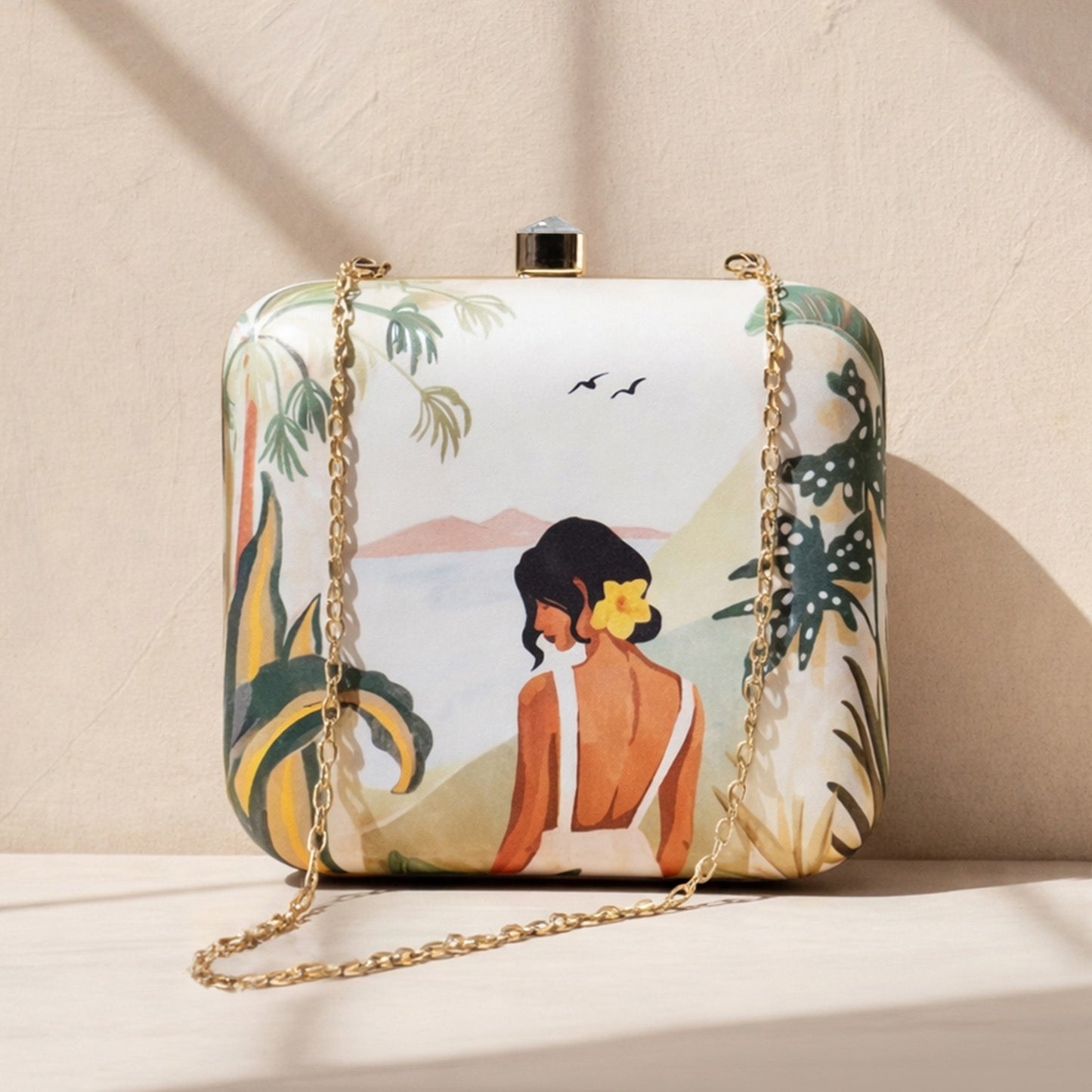 Printed square clutch box Partywear clutch bag