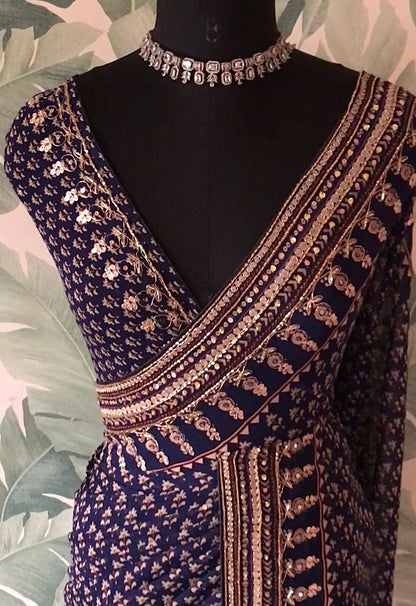 Premium gorgette saree handmade sari blouse