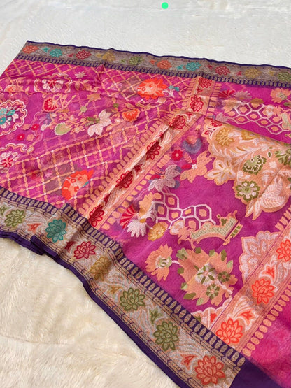 Handmade kora saree jamdani tilfi saree Indian sari blouse