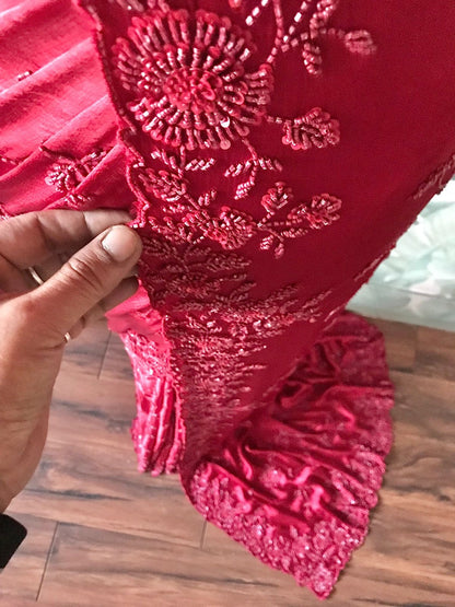 Maroon red premium saree Indian sarees blouse beautiful sari