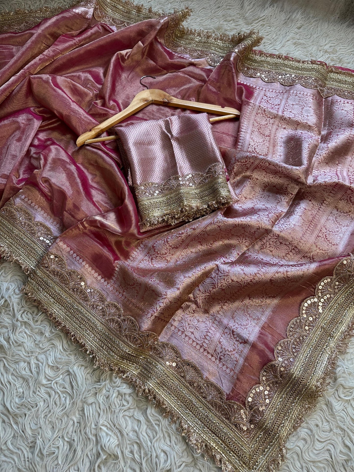 Maharani inspired tissue saree Zari saree premium sari blouse