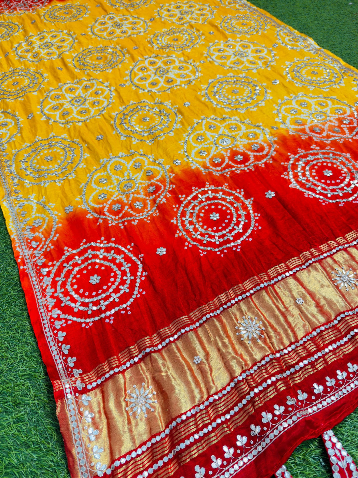 Yellow gajji silk dupatta handmade dupatta traditional dupatta