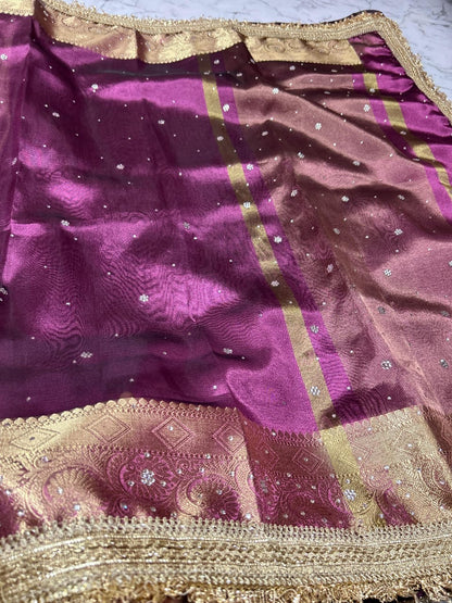 Tissue silk handmade Banarsi tissue lace sarees
