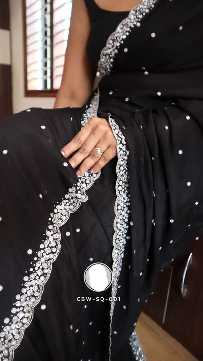 Black premium saree Partywear sarees Indian saree blouse