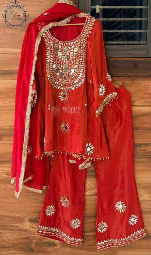 Handmade designer silk stitched dress Indian salwar suit