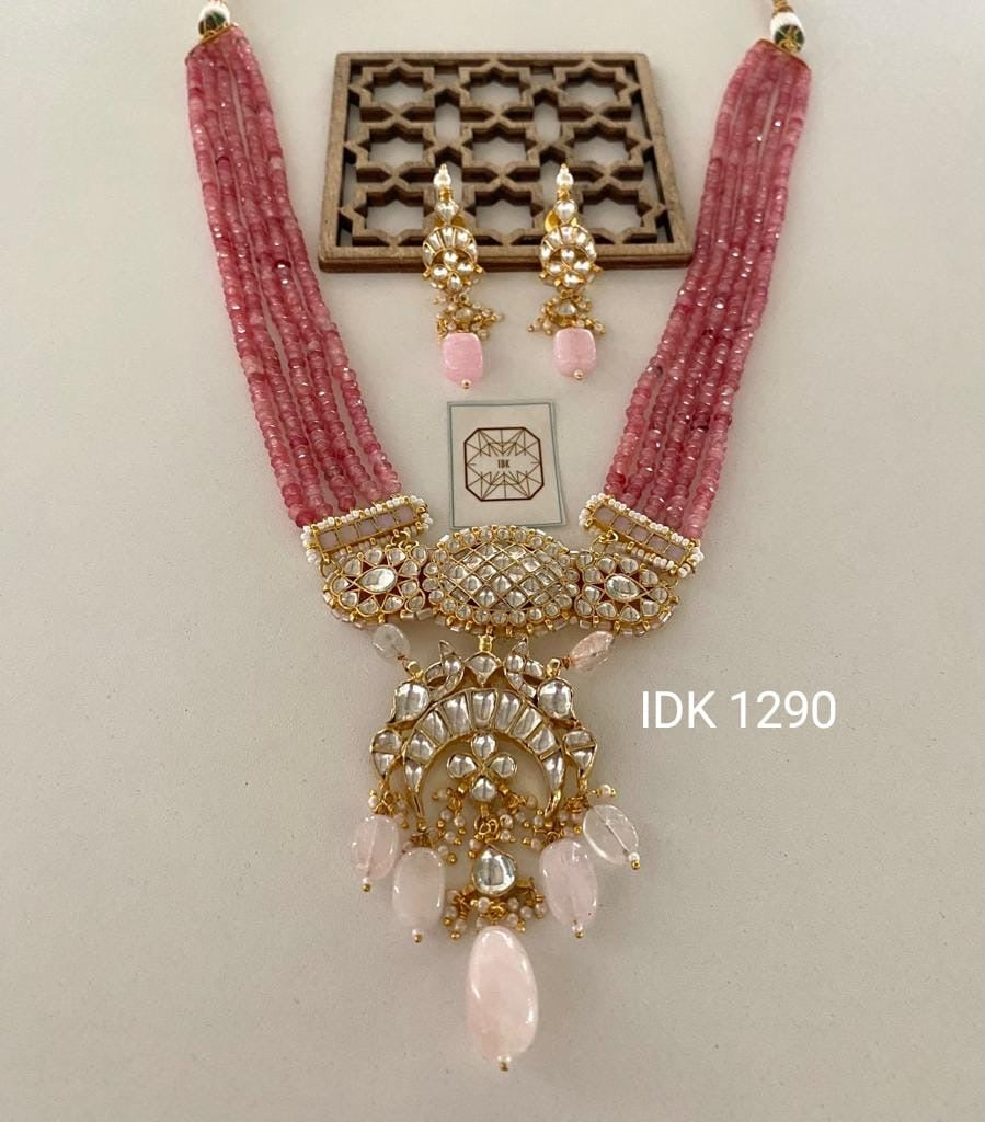 Pinasha pink Necklace set Kundan long necklace