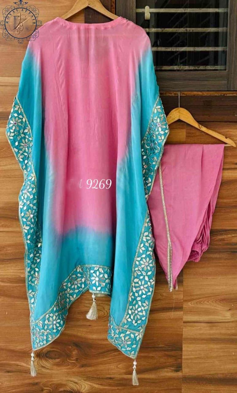 Silk designer kaftan set Partywear kaftan set traditional kaftan
