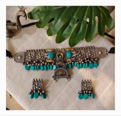 Firoza choker set tribal choker set Afghani Jewelery