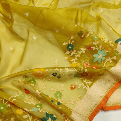 Yellow kora jamdani saree Ekta Ra saree exclusive sarees blouse