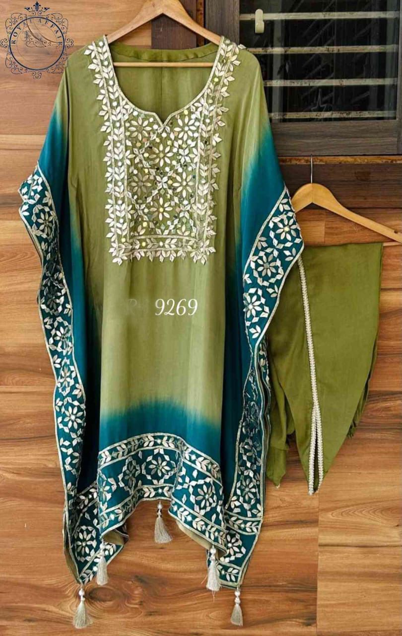 Silk designer kaftan set Partywear kaftan set traditional kaftan