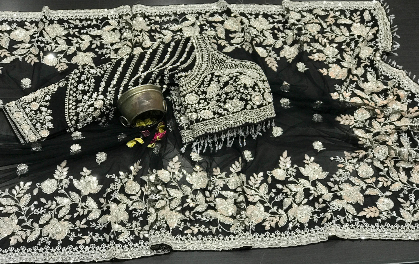 Net designer saree Indian wedding sari blouse women sarees