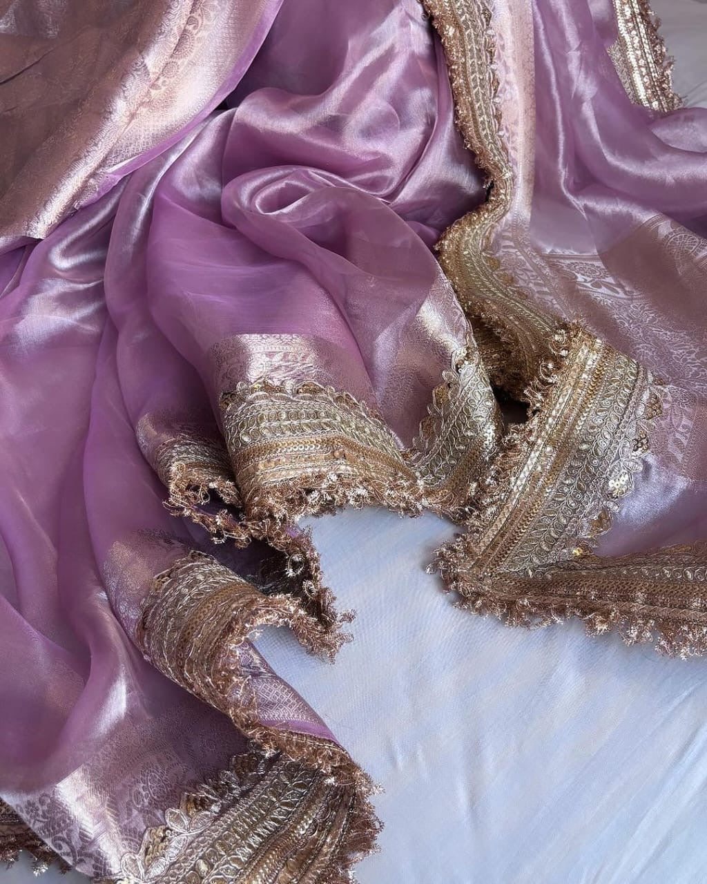 Pink saree Banarsi tissue silk saree Partywear sarees