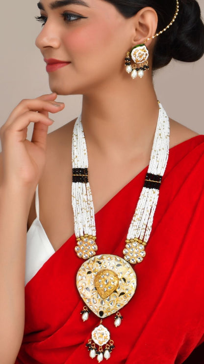 Meenakari pendant Necklace Set Pearl necklace set
