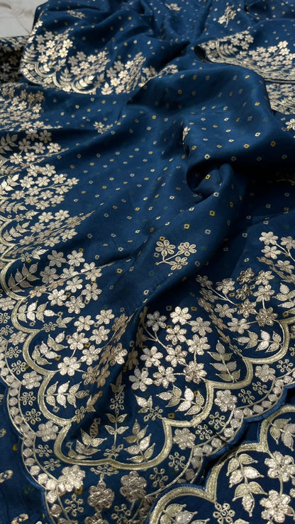 Munga Gottapatti Saree Bandhani saree
