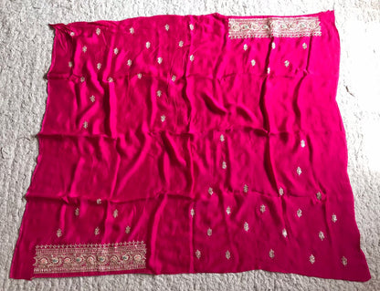 Pink premium satin silk embroidered sarees
