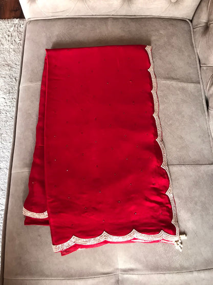 Red hot premium chiffon luxury sarees