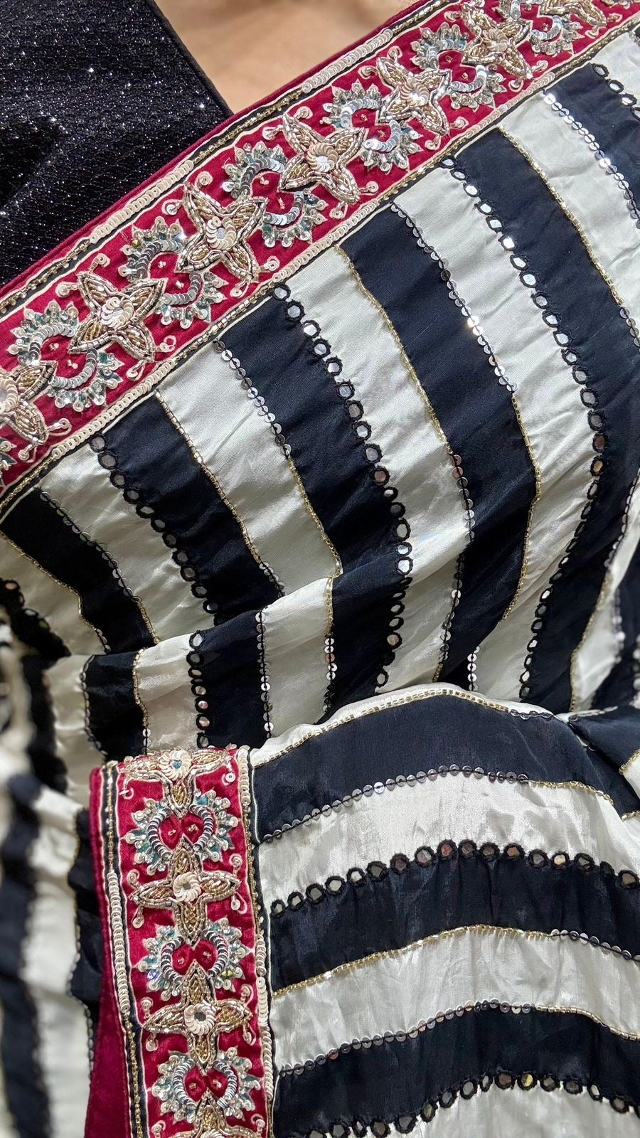 Ajrakh saree hand embroidery saree beautiful sari blouse