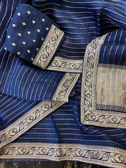 Vanisha organza saree striped saree Partywear sari blouse