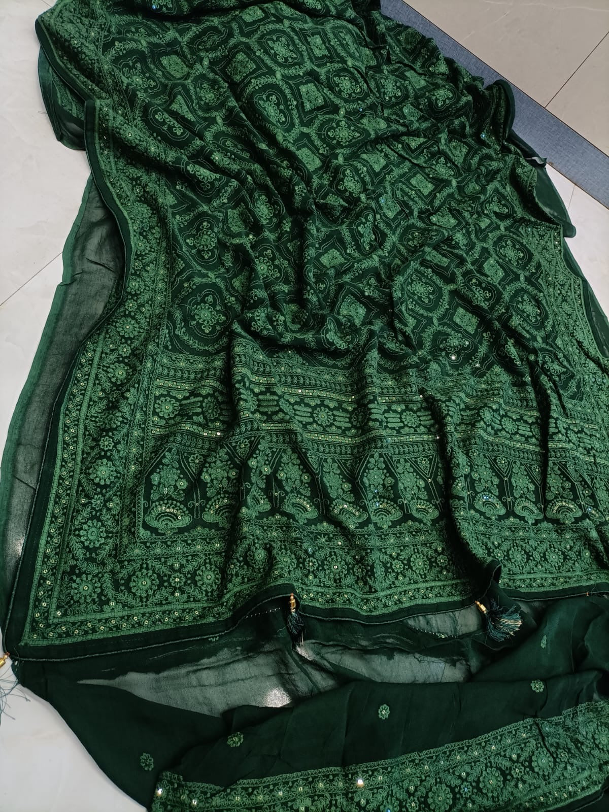 Chikankari Saree Sequence Sari Women Saree