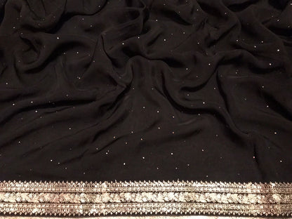Black premium saree organza saree luxury sari blouse