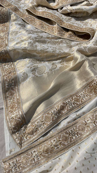 Lilani khaddi Gorgette Saree traditional sari