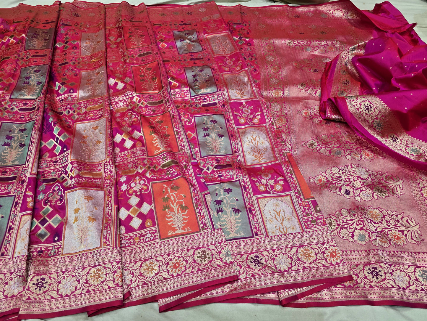 Mughal inspired Banarsi saree Katan silk saree Indian heritage saree blouse