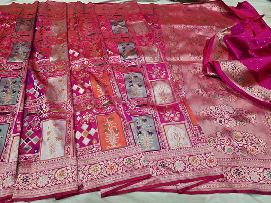 Mughal inspired Banarsi saree Katan silk saree Indian heritage saree blouse