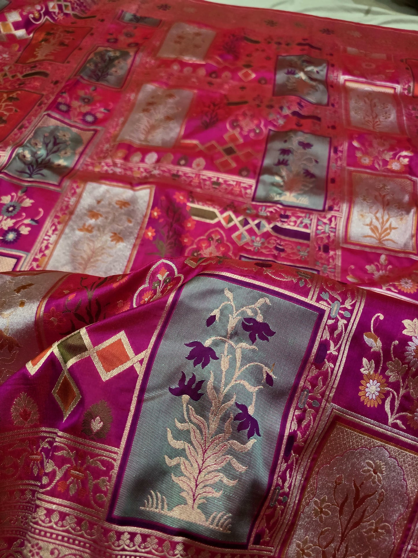 Mughal inspired Banarsi saree Katan silk saree Indian heritage saree blouse