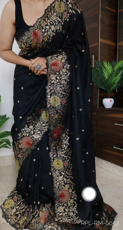 Munga Meenakari saree silk saree Indian sari blouse