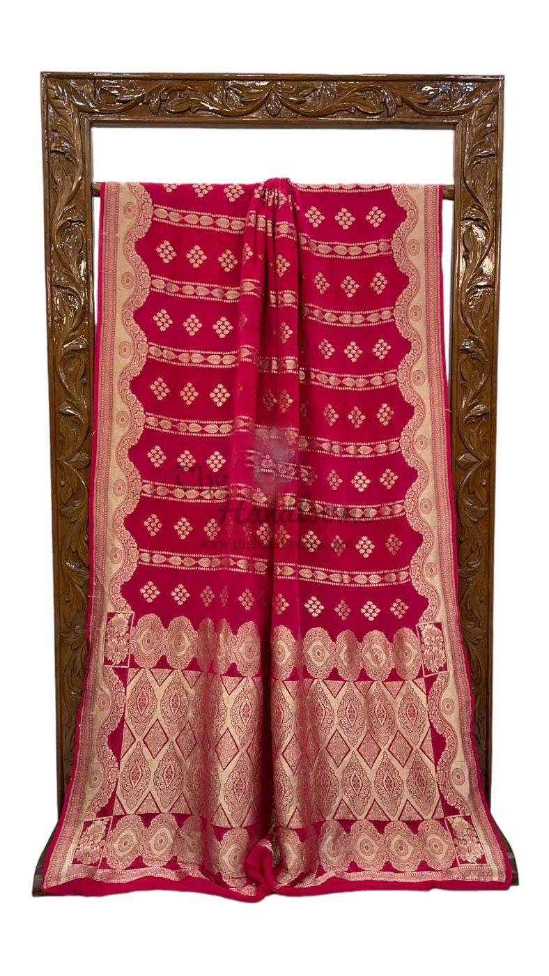 Gracious Khaddi Gorgette saree beautiful pink Gorgette sarees