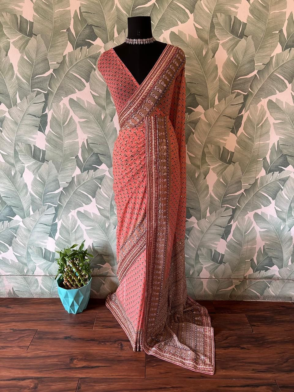 Premium gorgette saree handmade sari blouse