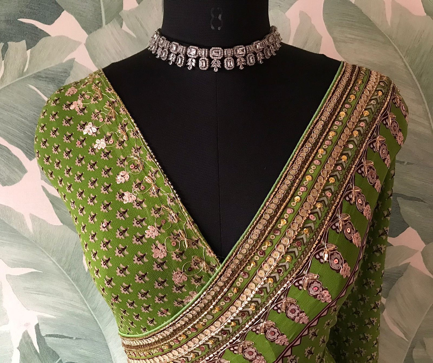 Premium gorgette silk saree handmade sari blouse