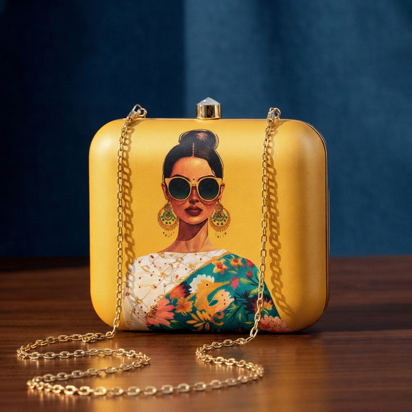 Printed square clutch box Partywear clutch bag