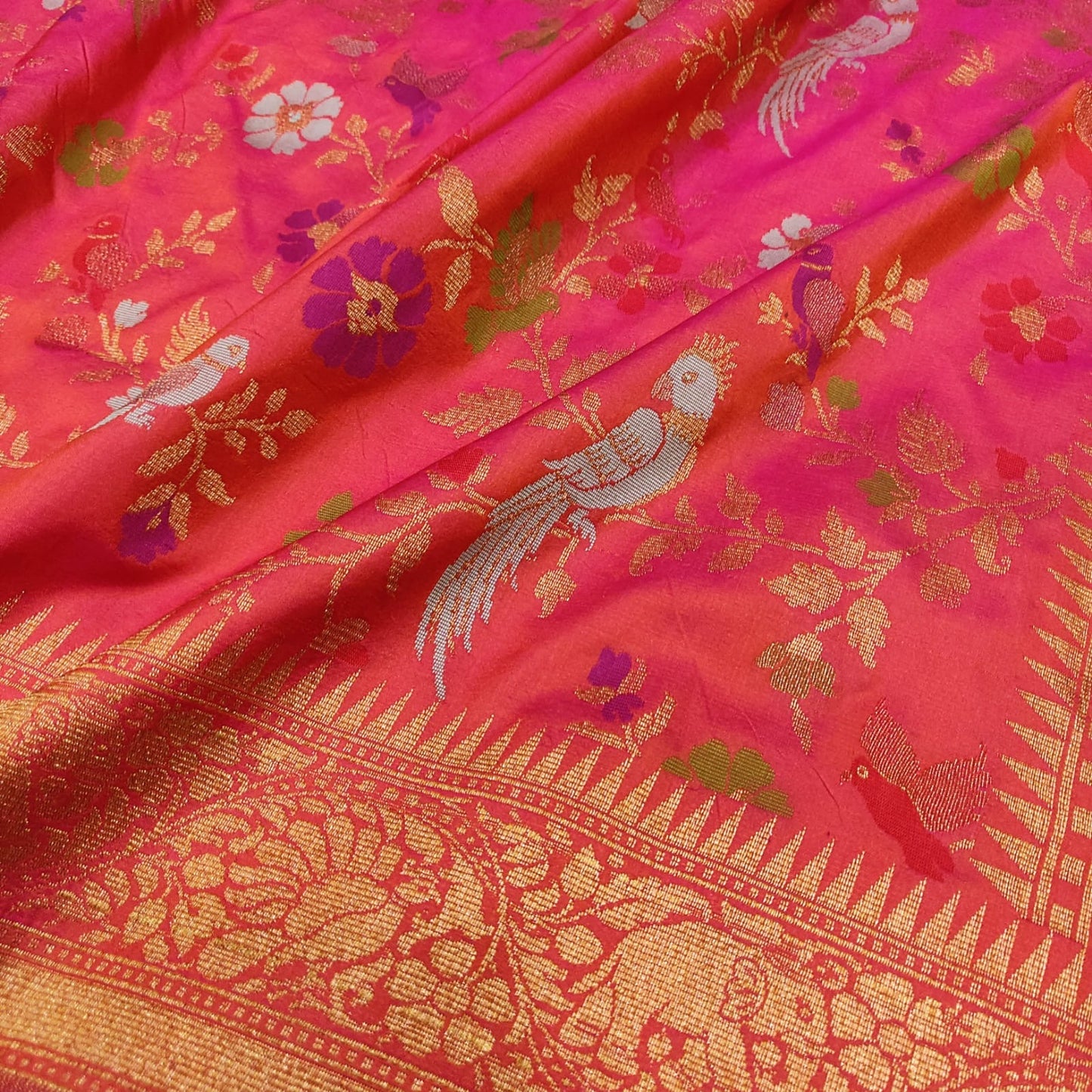 Kesari Katan silk saree handwoven Banarsi exclusive sarees blouse