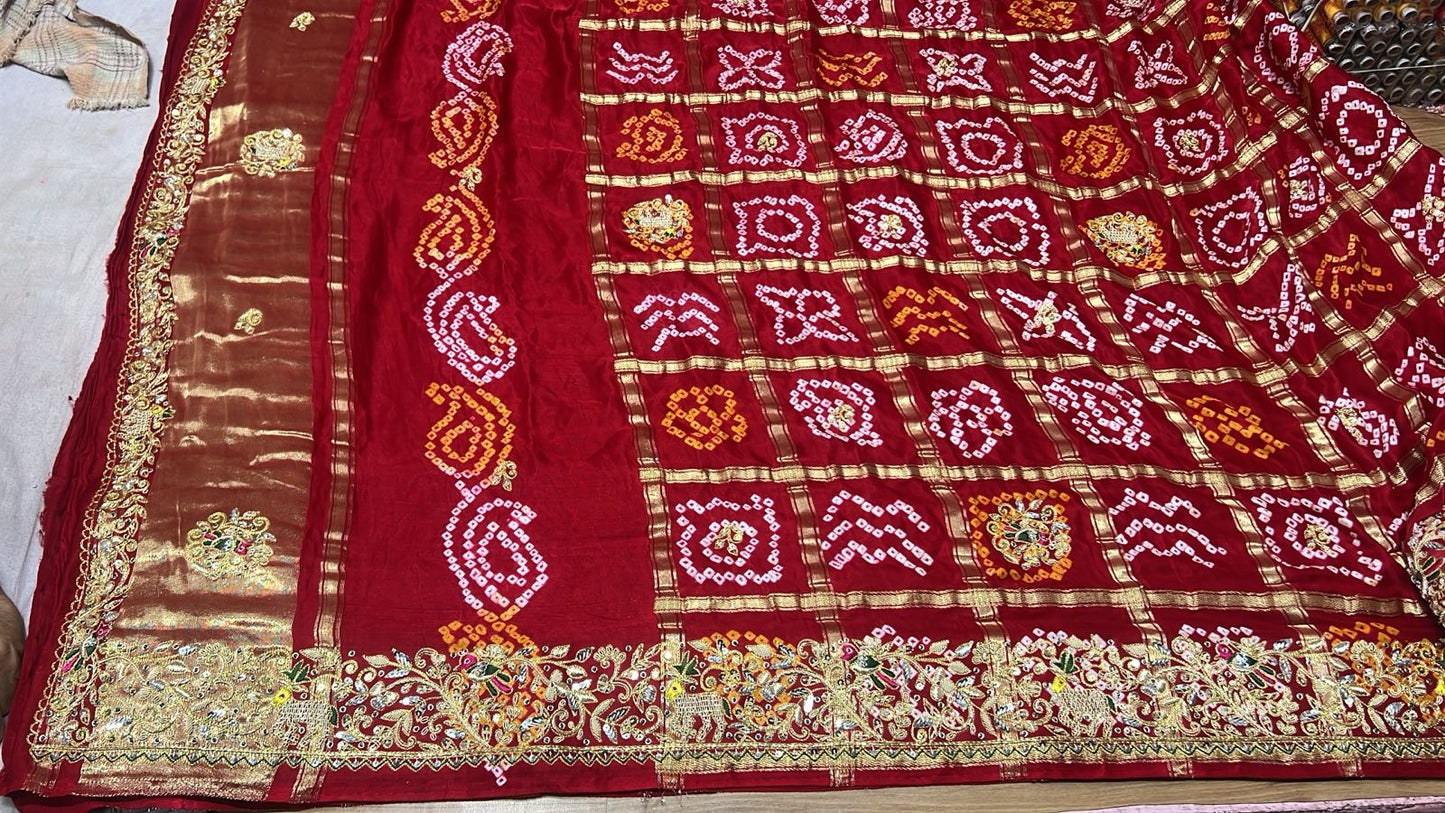 Red dupatta gharchola dupatta gajji silk dupatta