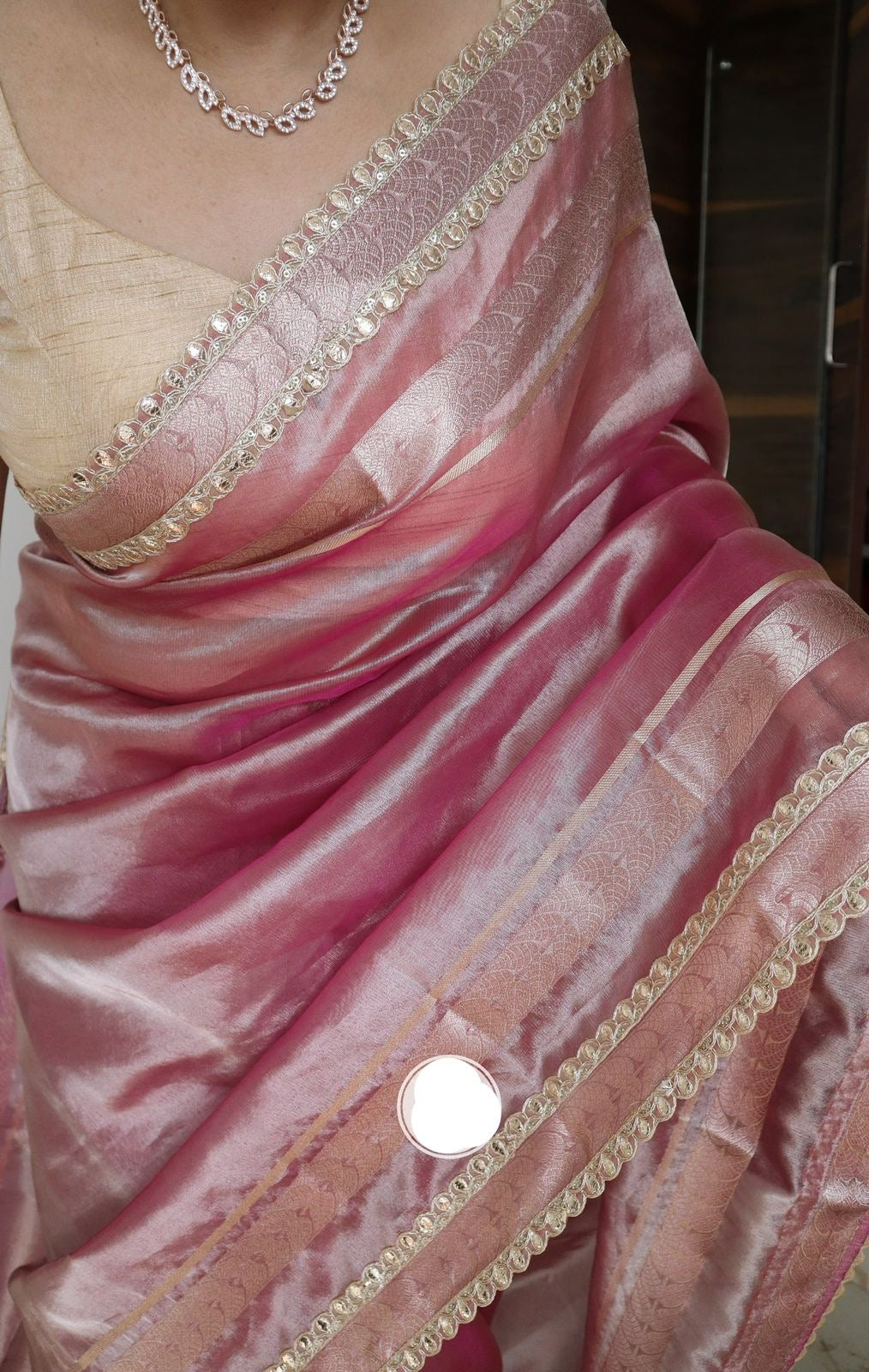 Pink tissue silk saree partywear sarees Indian saree blouse