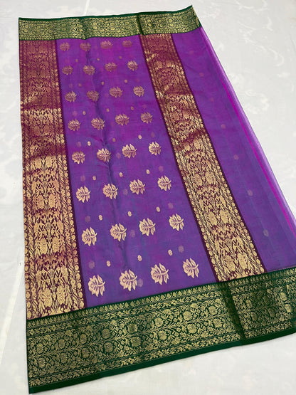 Purple Chanderi saree Indian sari blouse women sarees