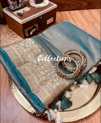 Leena Banarsi Crush Tissue saree Indian sari