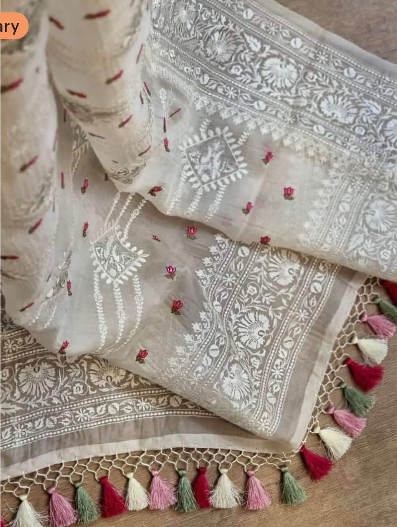 Laboni organza silk saree premium organza tassel sarees blouse