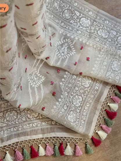 Laboni organza silk saree premium organza tassel sarees blouse