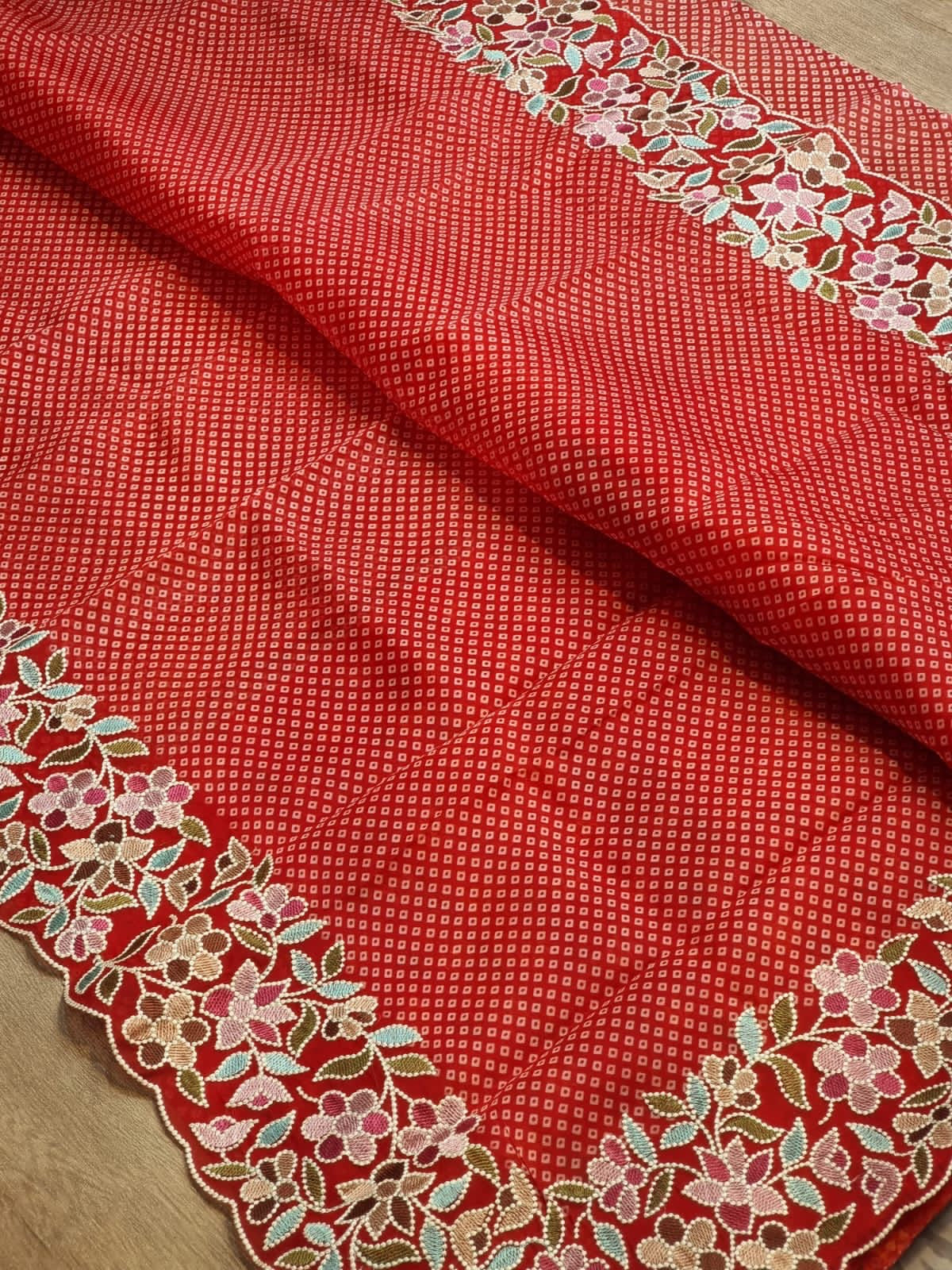 Bandhej printed organza silk sarees