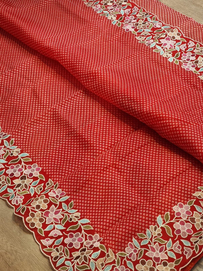 Bandhej printed organza silk sarees
