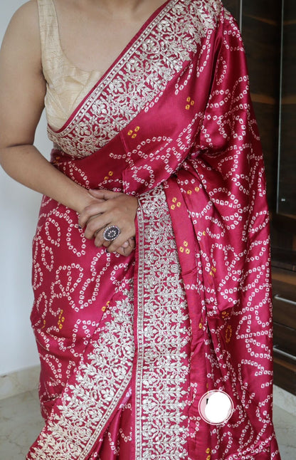 Pink Gajji silk saree gottapatti silk sarees